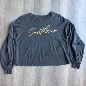 Thread & Supply That Cozy Life “Southern” Charcoal Gray Long Sleeve Swea…